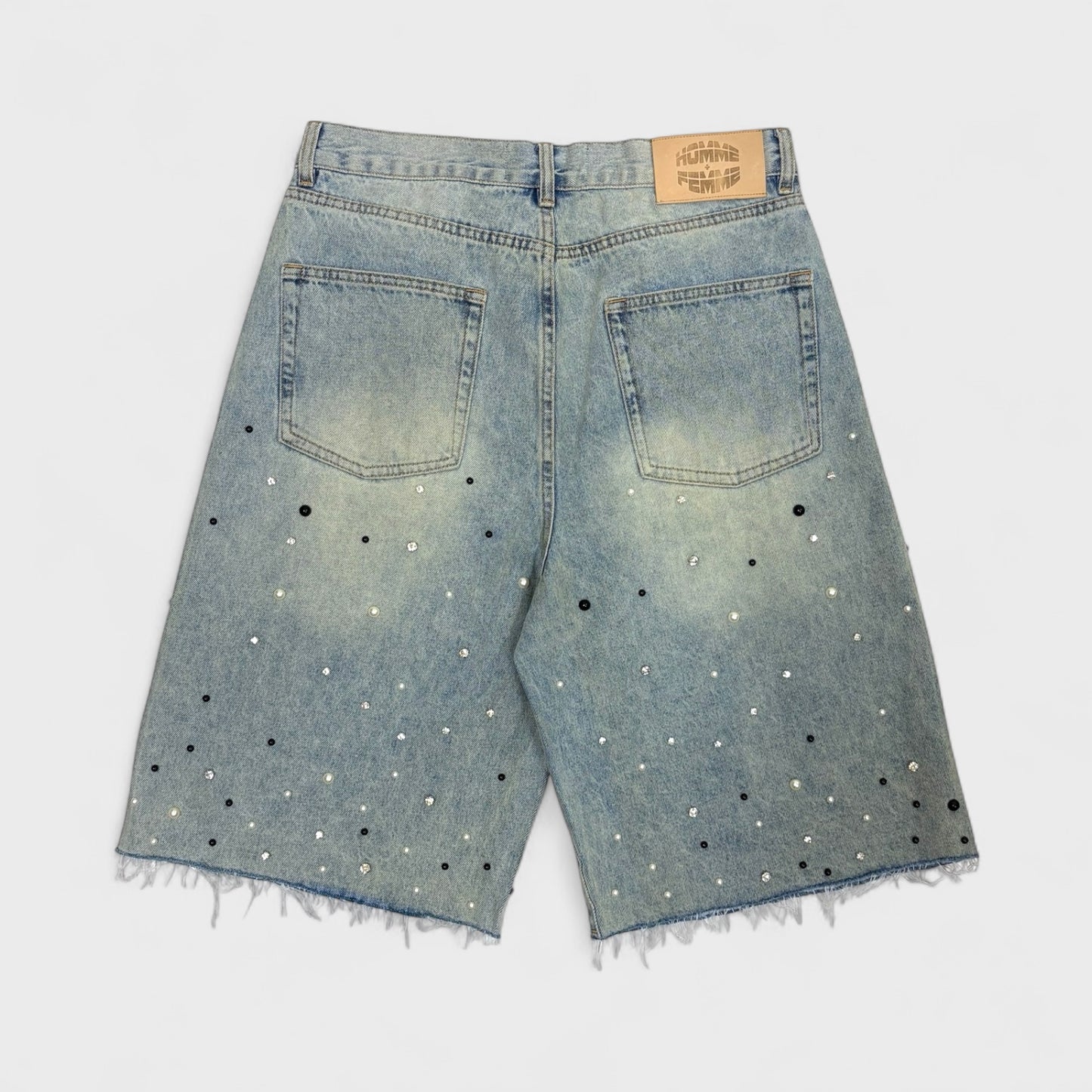 Gemstone Denim Shorts (Light Blue)