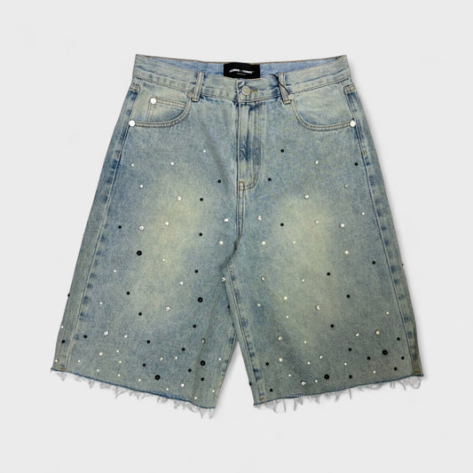Gemstone Denim Shorts (Light Blue)