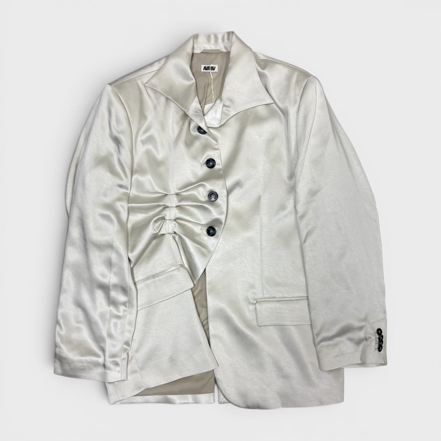 Pleated satin blazer