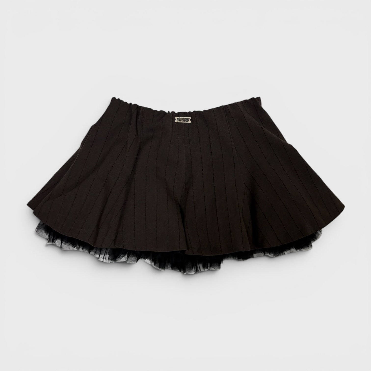 Pleated mini tulle skirt pinstripe
